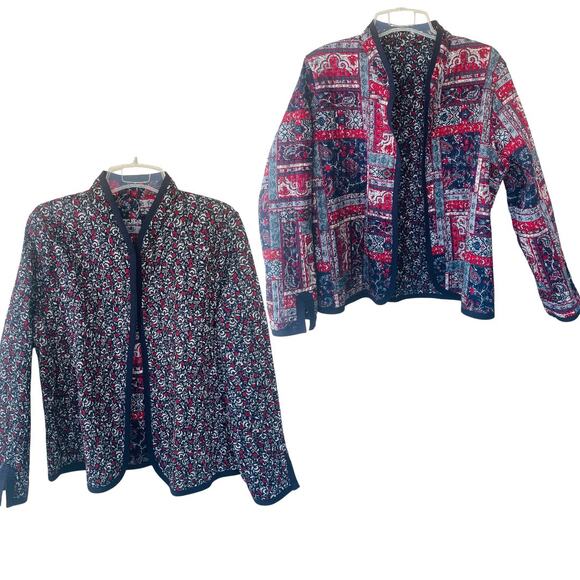 Quilted floral reversible open lite quilted jacket no label A+++ - Picture 1 of 10